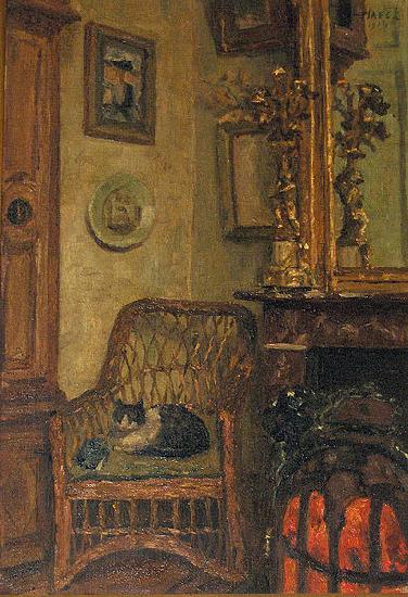 Georges Jansoone Interior with sleeping cat oil painting image
